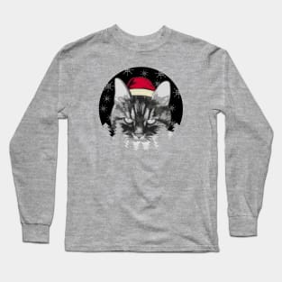 Vintage Christmas Cat: A Meow-rry Horror Holiday Long Sleeve T-Shirt